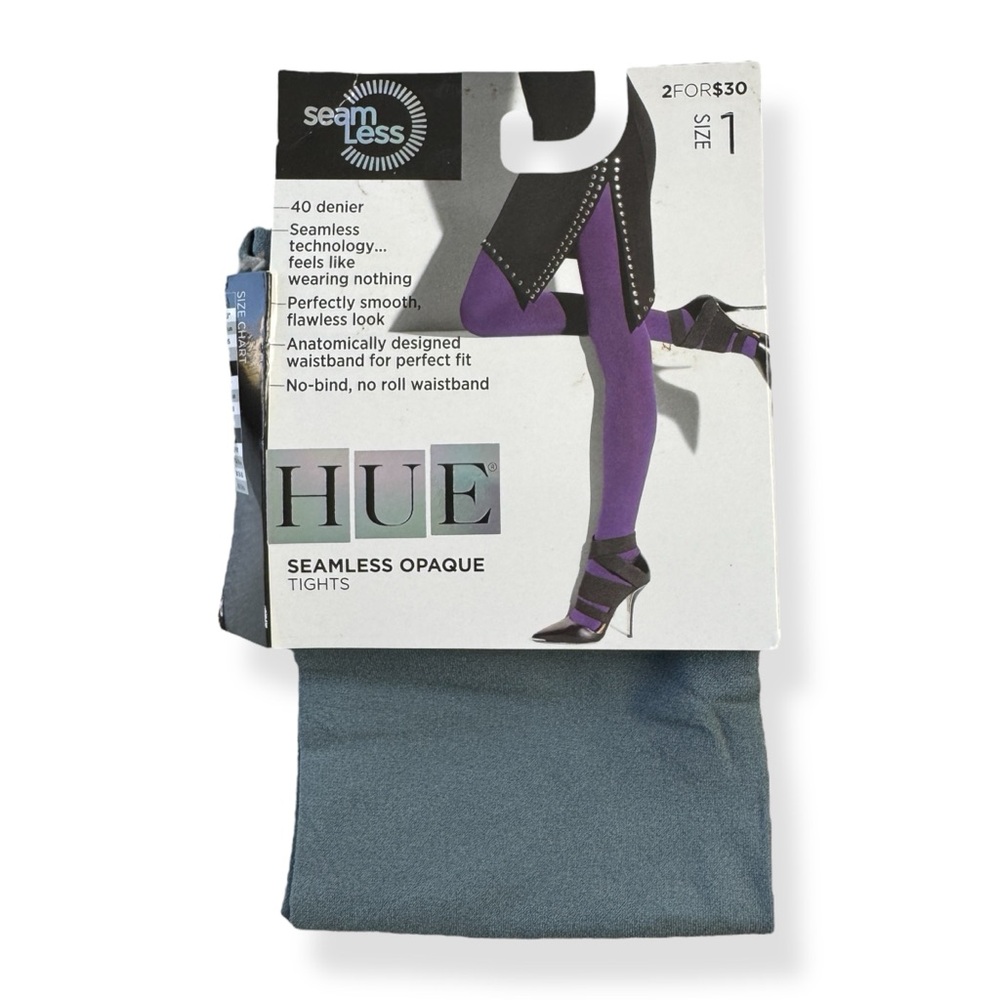 Hue Seamless Opaque Tights Thunder Gray Womens Size 1 NWT